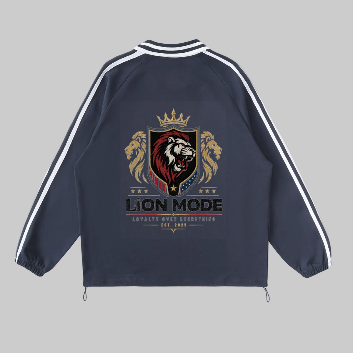 LM - Striped Lapel Collar Sweatshirt - Unisex
