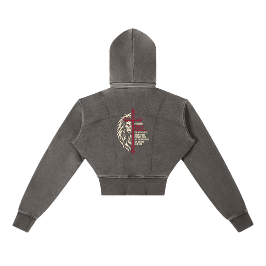 Be Bold - Proverbs 28:1 - Women's Cropped Fleece Hoodie