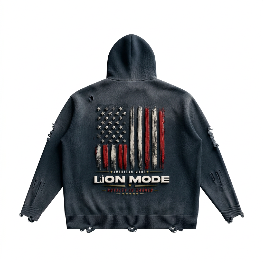 LM - American Made - Unisex Distressed Zip Sweater