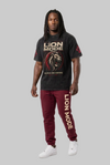 Lion Mode Dscipline Over Everything Snow Washed Oversized Cotton T-Shirt