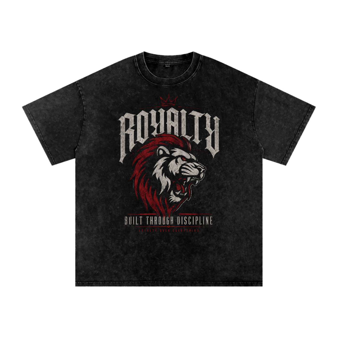 Royalty Built Through Discipline Snow Washed Oversized Cotton T-Shirt
