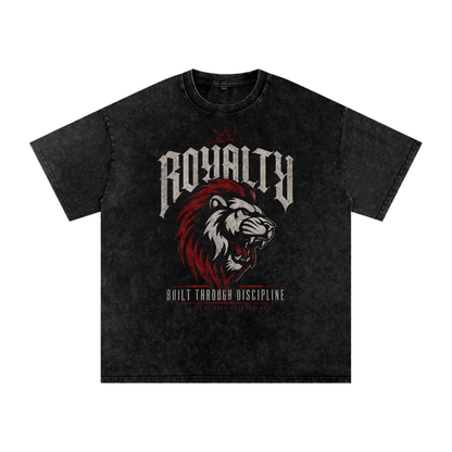 Royalty Built Through Discipline Snow Washed Oversized Cotton T-Shirt