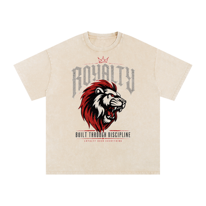 Royalty Built Through Discipline Snow Washed Oversized Cotton T-Shirt