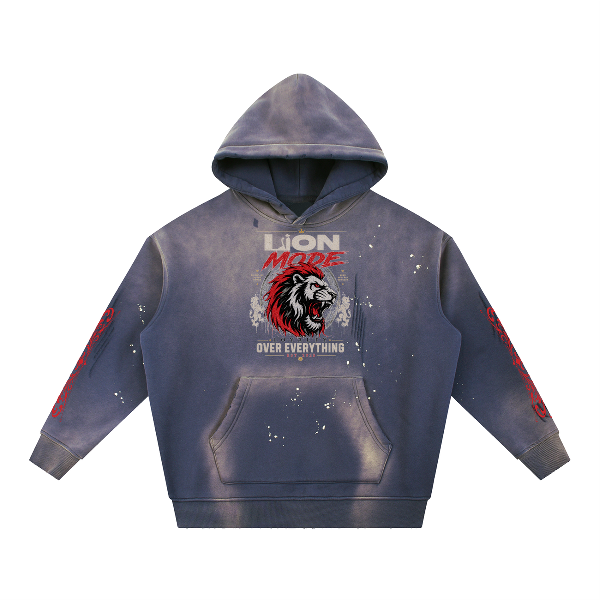 Vintage Washed Frayed Fleece Hoodie