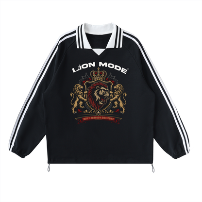 LM Unisex - Striped Lapel Collar Sweatshirt