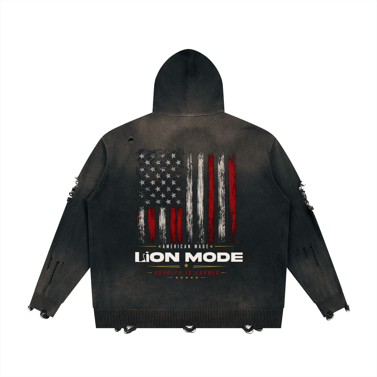 LM - American Made - Unisex Distressed Zip Sweater