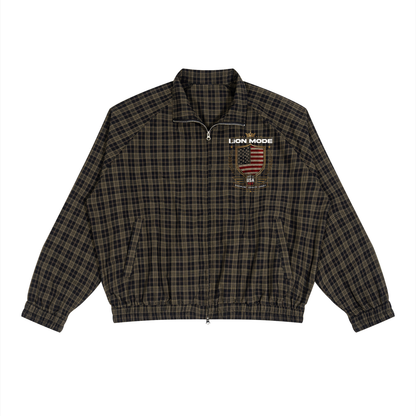LM -  Men's Plaid Zip Track Jacket