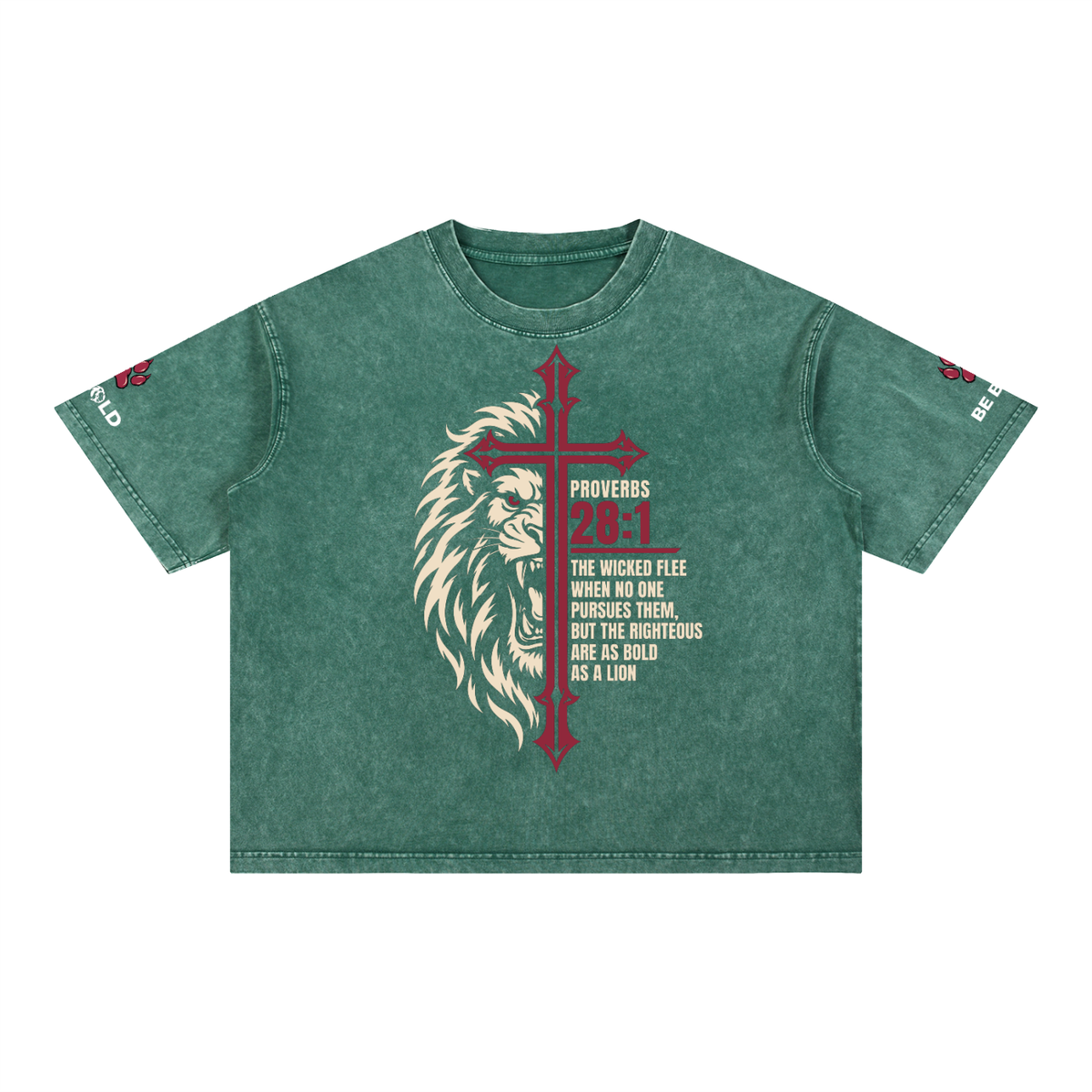 Be Bold - Proverbs 28:1 - Mineral Wash Boxy Unisex T-Shirt