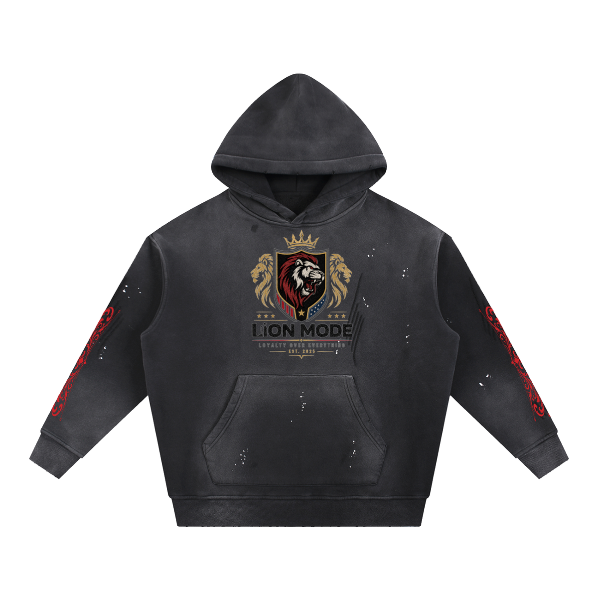 LM Crown - Vintage Washed Frayed Fleece Hoodie - Unisex