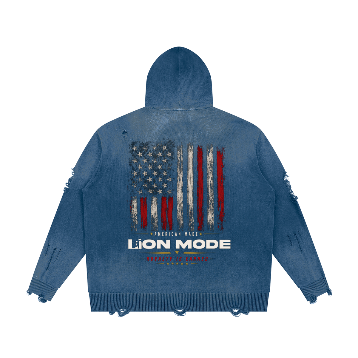 LM - American Made - Unisex Distressed Zip Sweater