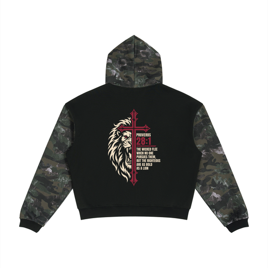 Be Bold - Colorblock Camo Full Zip Boxy Hoodie - Unisex
