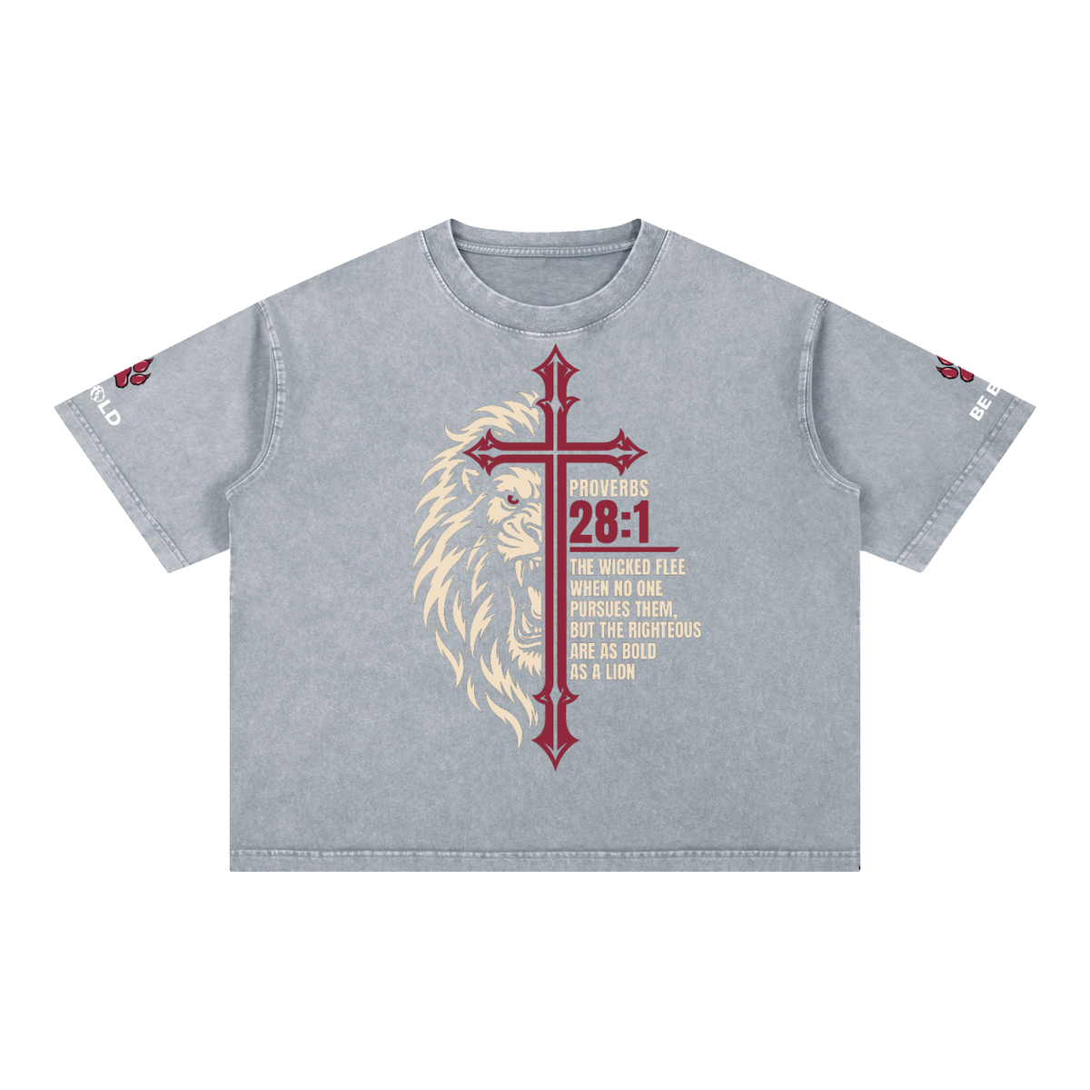 Be Bold - Proverbs 28:1 - Mineral Wash Boxy Unisex T-Shirt