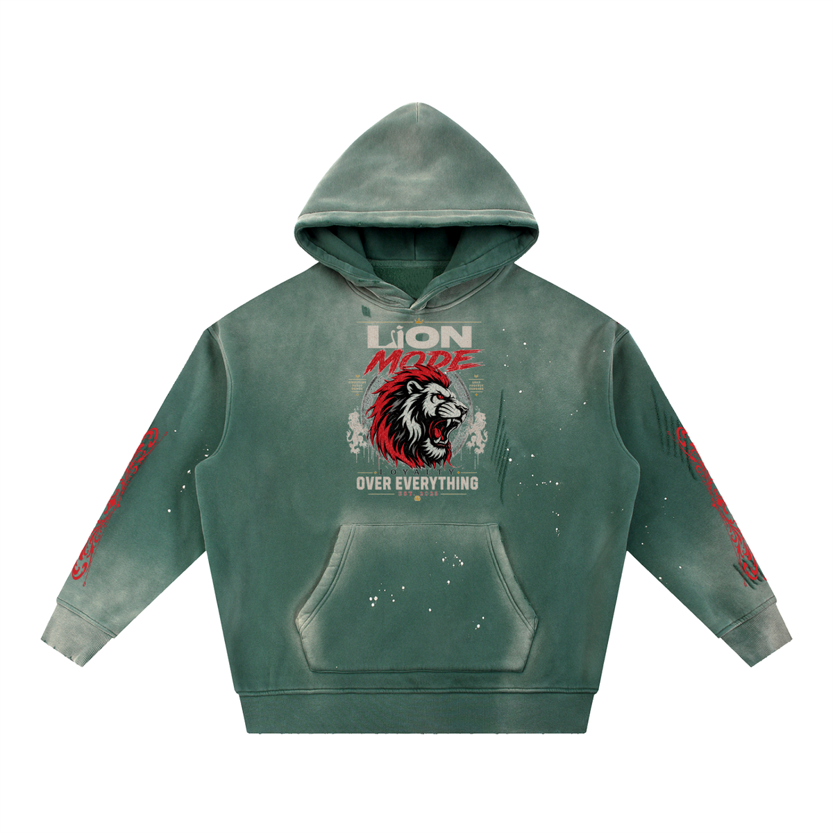 Vintage Washed Frayed Fleece Hoodie