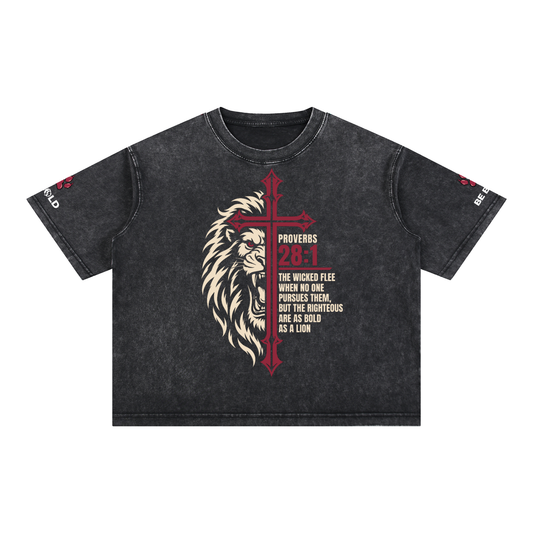 Be Bold - Proverbs 28:1 - Mineral Wash Boxy Unisex T-Shirt