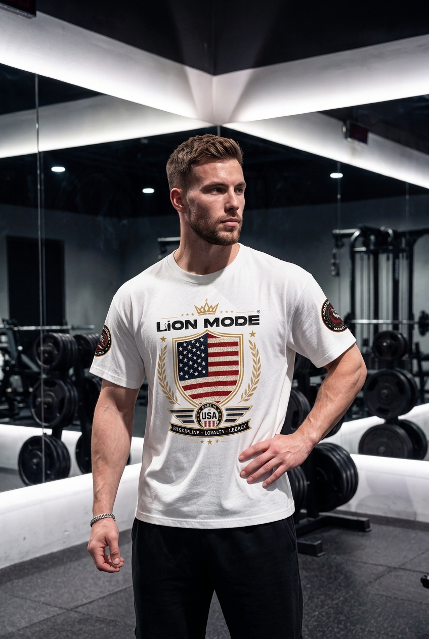 Made in USA Lion Mode Essential Cotton T-Shirt