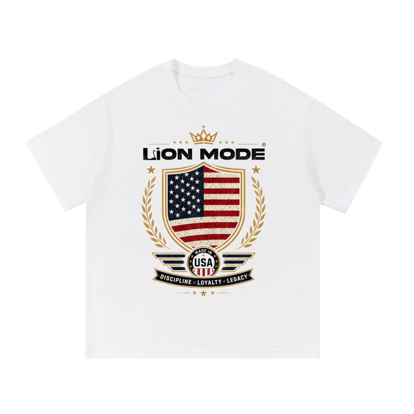 Made in USA Lion Mode Essential Cotton T-Shirt