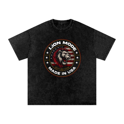Lion Mode Made in USA Snow Washed Oversized Cotton T-Shirt
