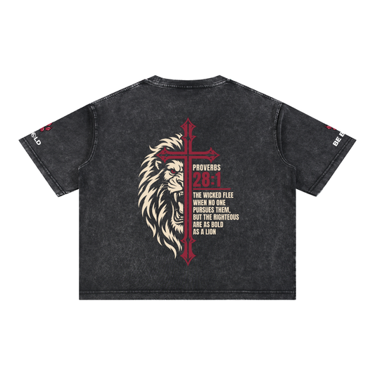 Be Bold - Proverbs 28:1 - Mineral Wash Boxy Unisex T-Shirt