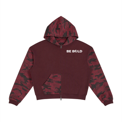 Be Bold - Colorblock Camo Full Zip Boxy Hoodie - Unisex