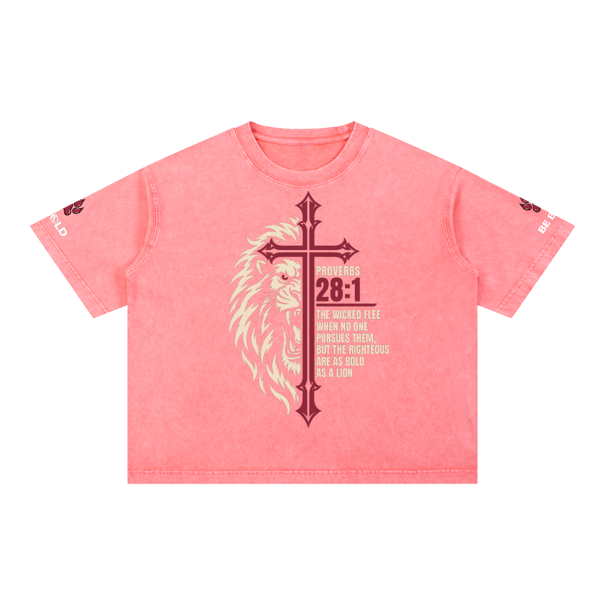 Be Bold - Proverbs 28:1 - Mineral Wash Boxy Unisex T-Shirt