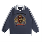 LM - Striped Lapel Collar Sweatshirt - Unisex