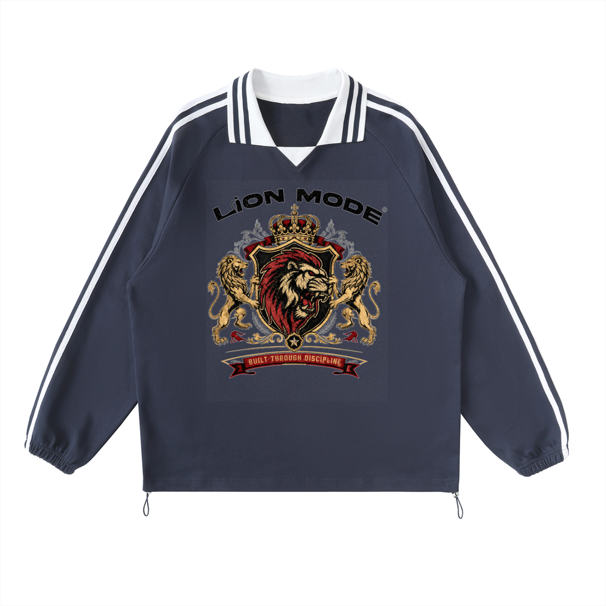 LM - Striped Lapel Collar Sweatshirt - Unisex